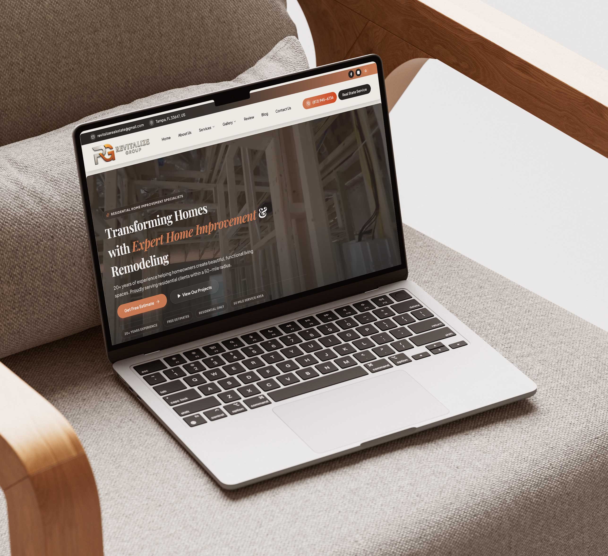 Online quote estimation page and customer lead intake dashboard